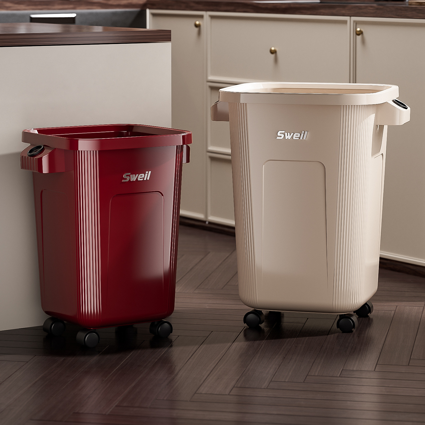 Commercial Kitchen Garbage Can - Large Rolling Garbage Can with Wheels,
