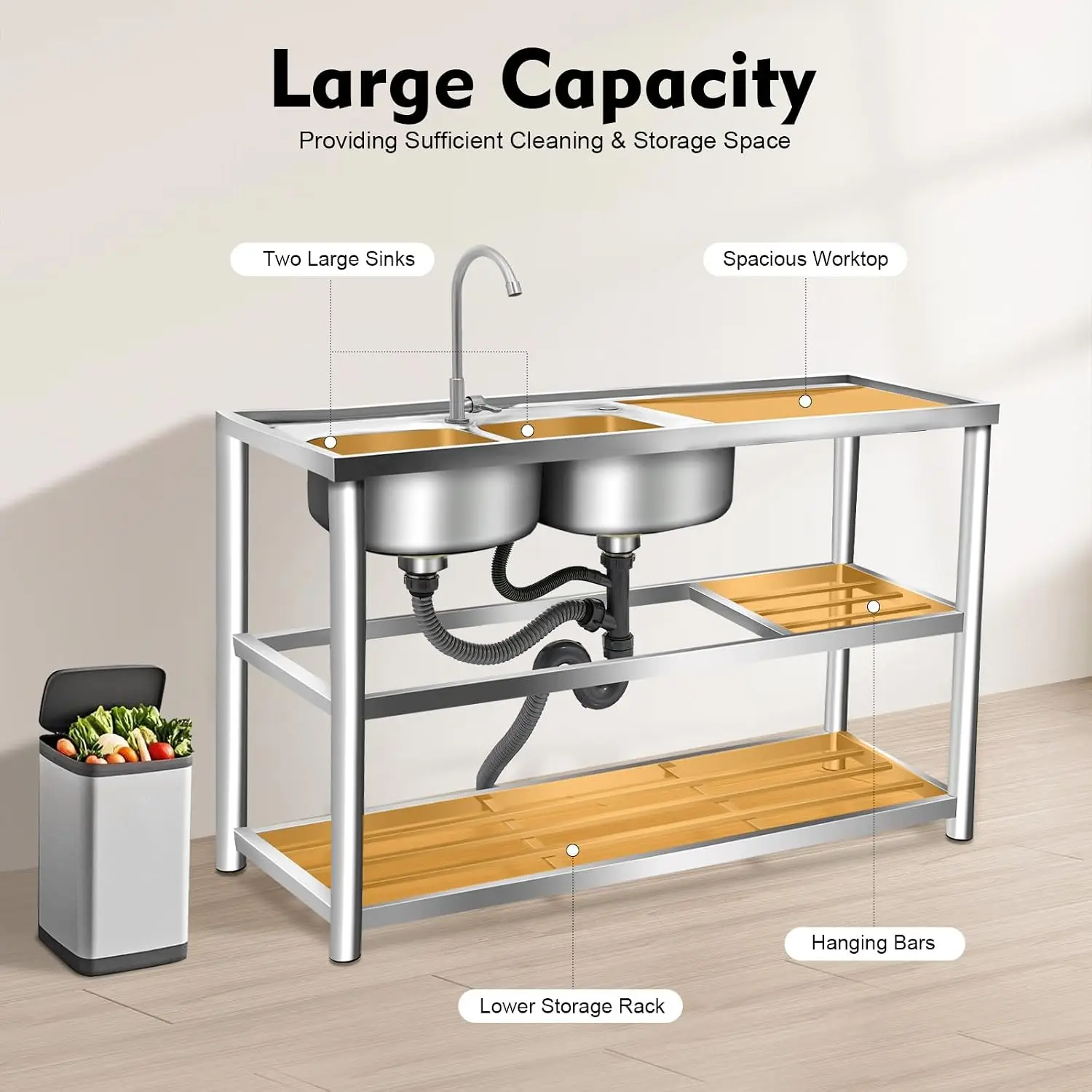 Kitchen Freestanding Prep Sink - Commercial Kitchen Worktops review and price