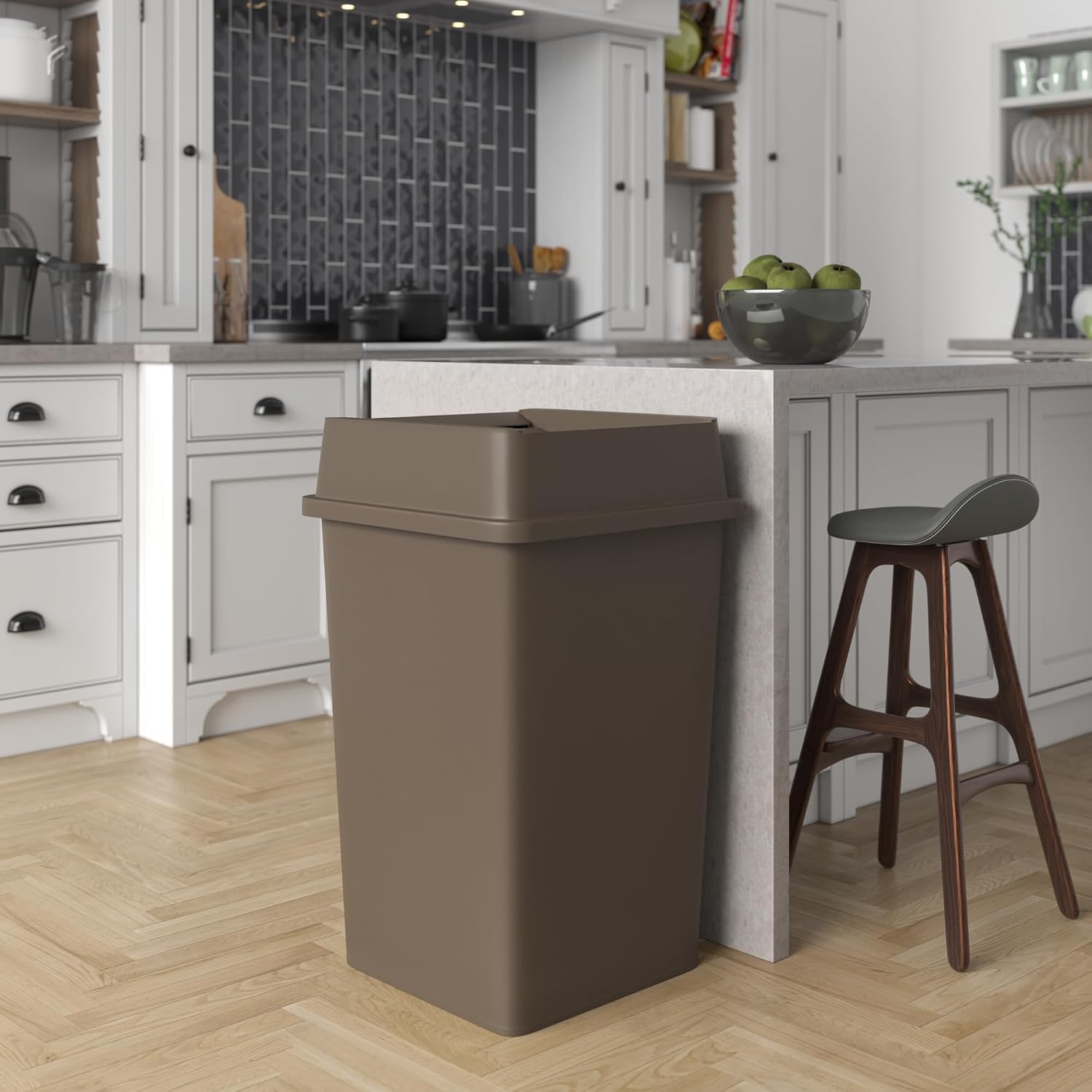 35 Gallon Brown Square Commerc - Commercial Kitchen Garbage Can review and price
